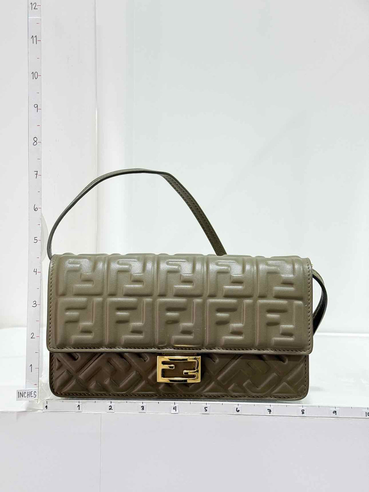 FENDI WOC Khaki FF Embossed Crossbody