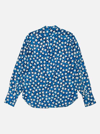 VALENTINO Neck Tie Blue & White Star Print Blouse