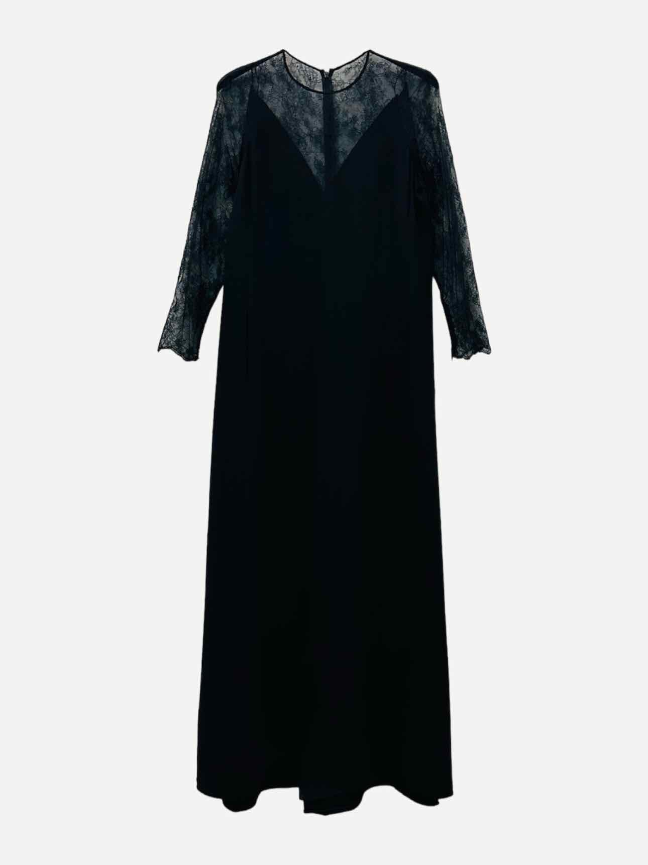 VALENTINO Black Lace Sleeves Long Dress