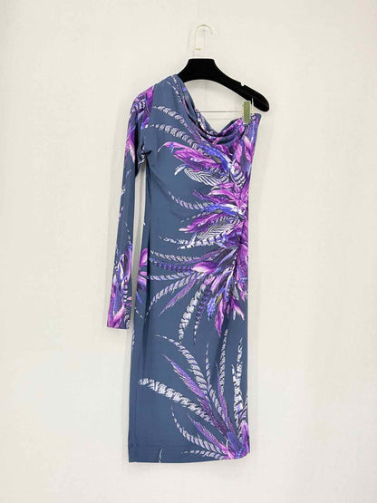 JUST CAVALLI Blue & Purple Size US 8 Midi Dress