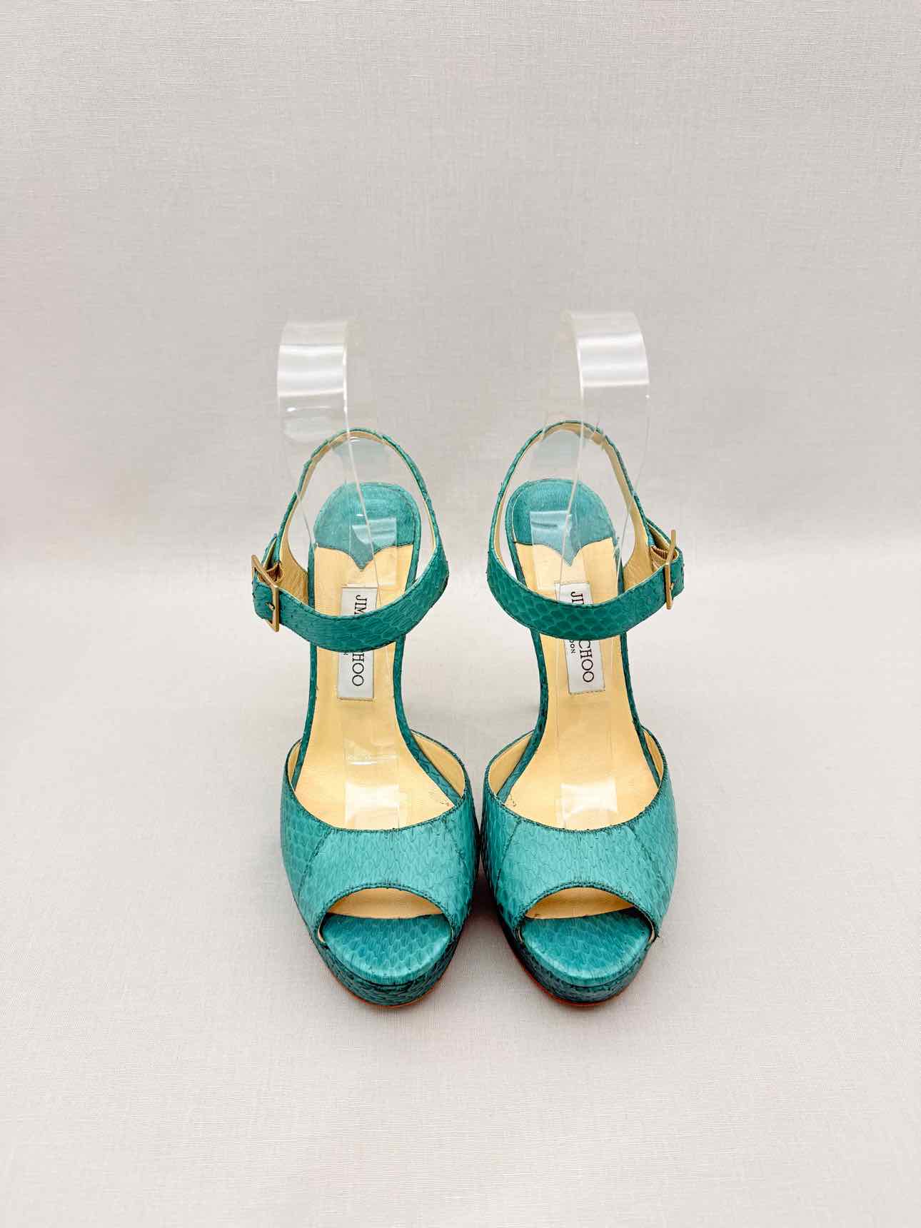 JIMMY CHOO Linda Turquoise Size EU 41 Platform Sandals