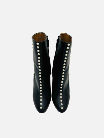 AQUAZZURA Studded Follie Black Ankle Boots 41