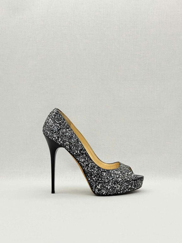 JIMMY CHOO Crown Black & Silver Size EU 39.5 Pumps
