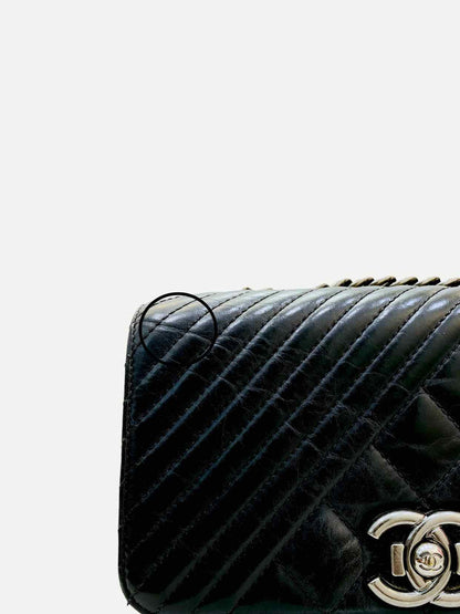 CHANEL Coco Boy Black Quilted Shoulder Bag