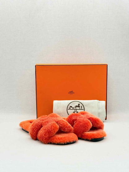 HERMES ORAN Orange Size EU 38 Sandals