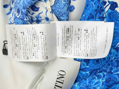 VALENTINO White & Blue Size US 4 Midi Dress