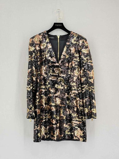 BALMAIN Black Multicolor Size US 8 Short Dress
