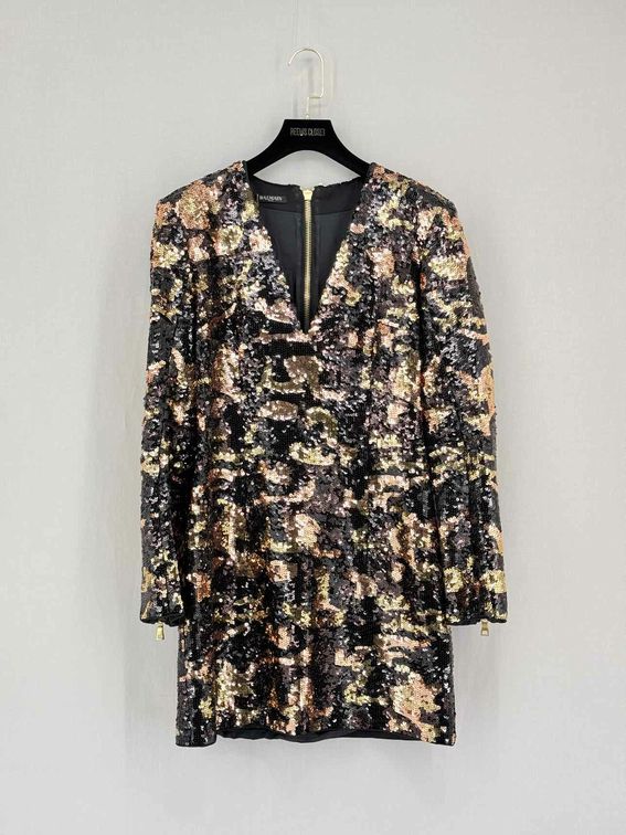 BALMAIN Black Multicolor Size US 8 Short Dress
