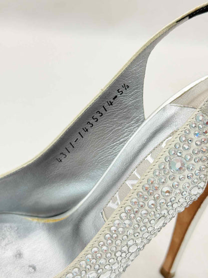 GINA Silver Crystal Embellished Size EU 38.5 Slingbacks