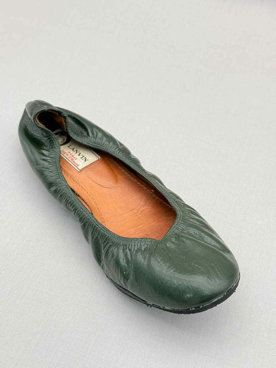 LANVIN Scrunch Green Size EU 38 Ballet Flats