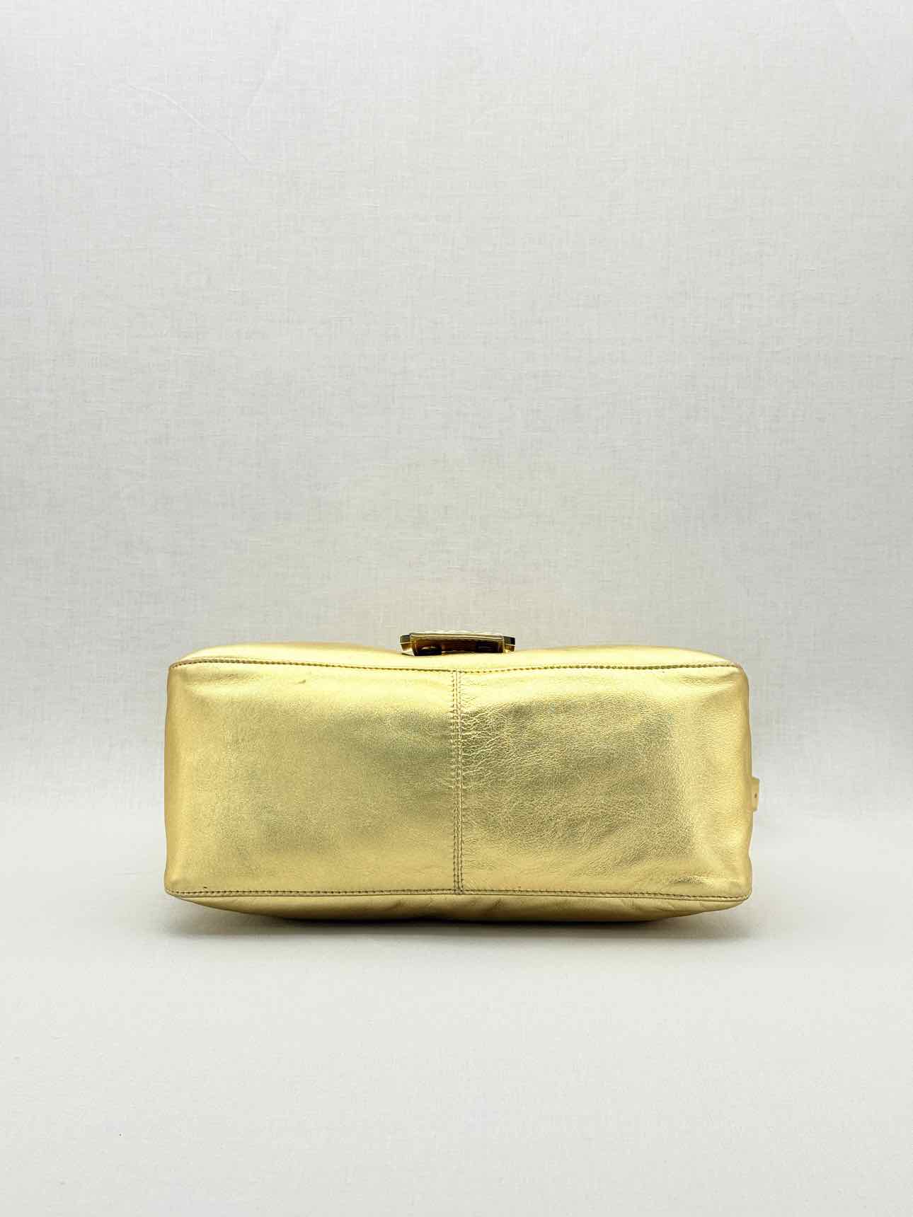 FENDI Mamma Baguette Gold Shoulder Bag