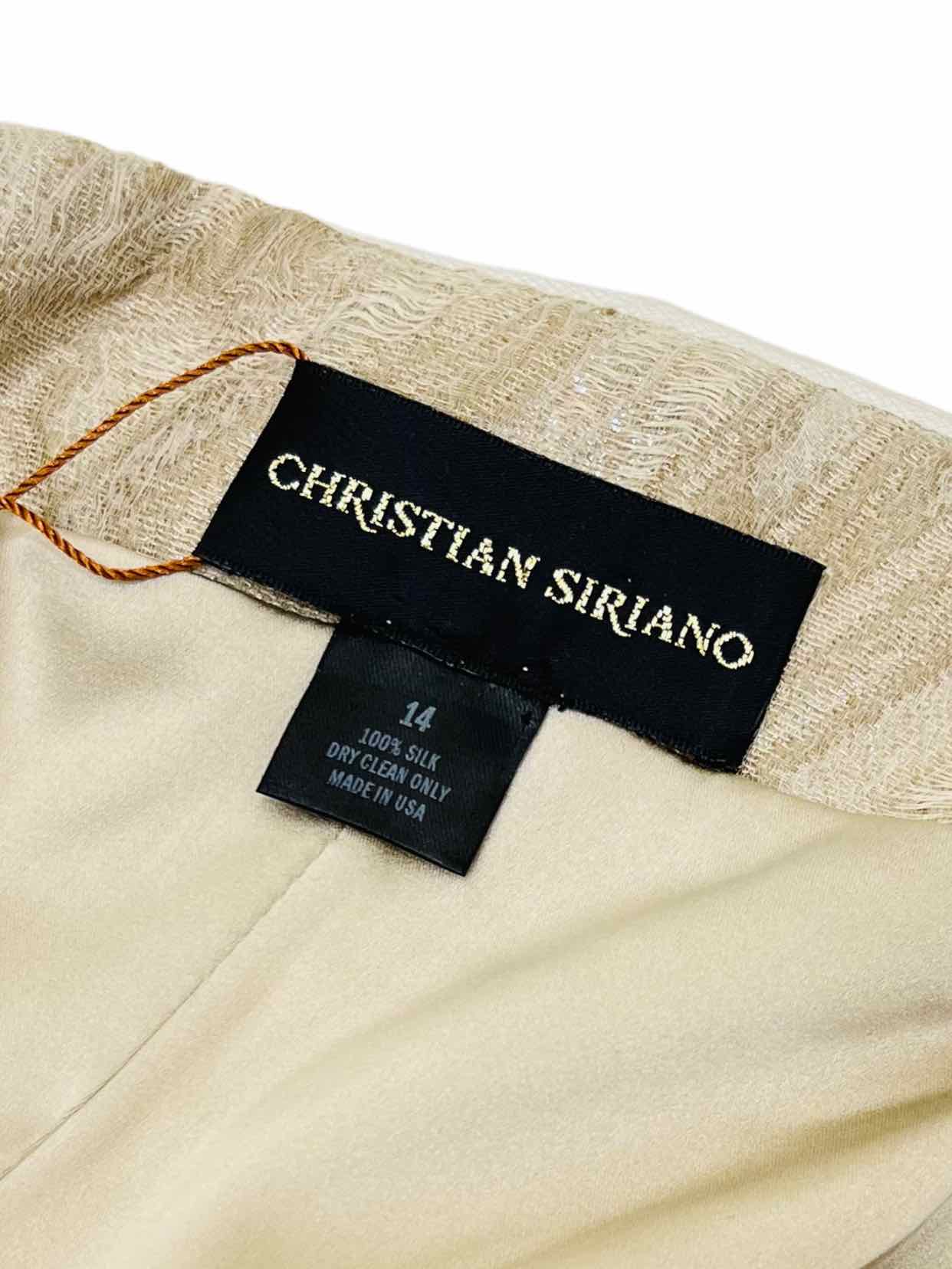 CHRISTIAN SIRIANO Tube Gold Cocktail Dress Large