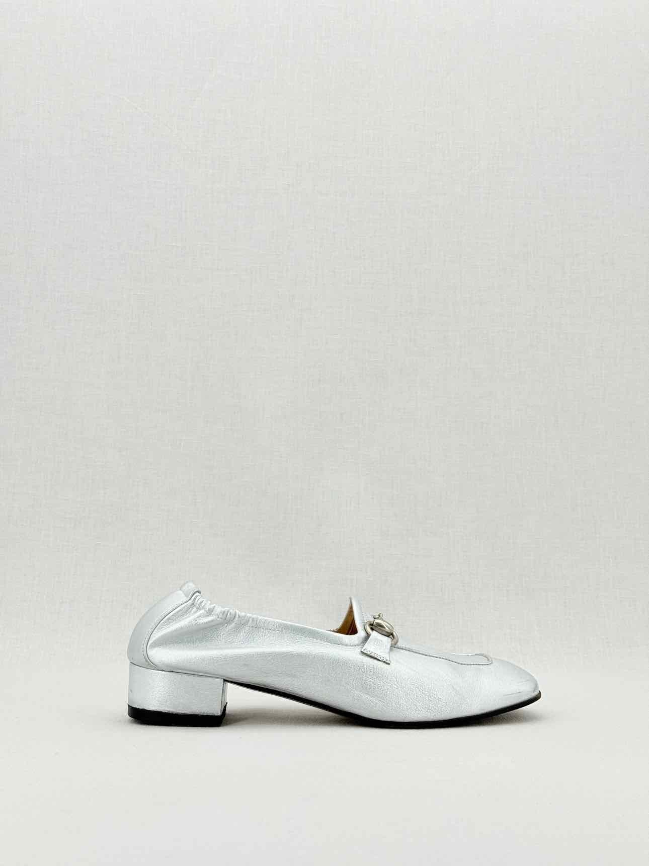 GUCCI Jordaan Silver Size EU 38.5 Loafers
