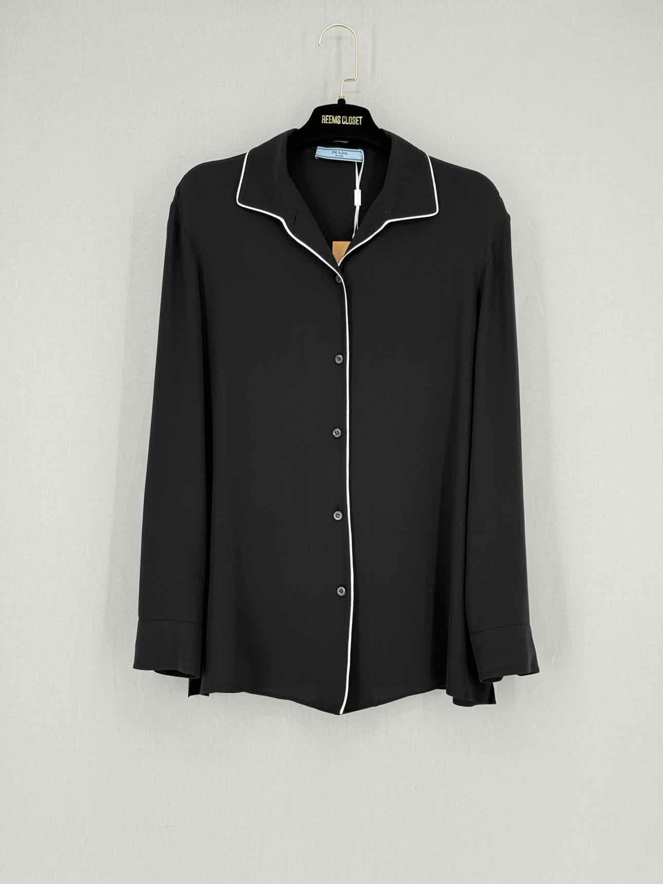 PRADA Black w/ White Trimmings Size US 8 Shirt