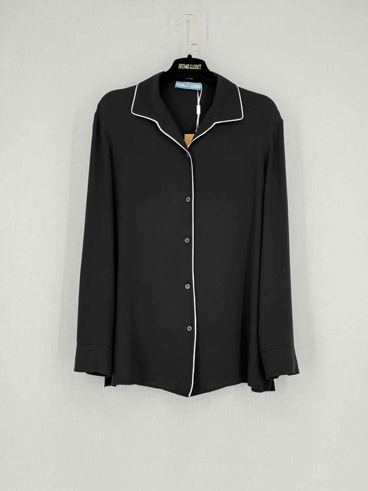 PRADA Black w/ White Trimmings Size US 8 Shirt