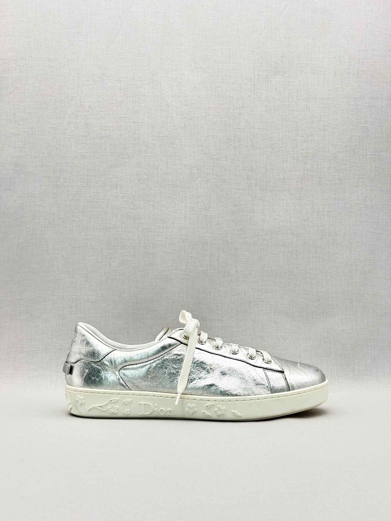 DIOR Low Top Metallic Silver Size EU 41 Sneakers