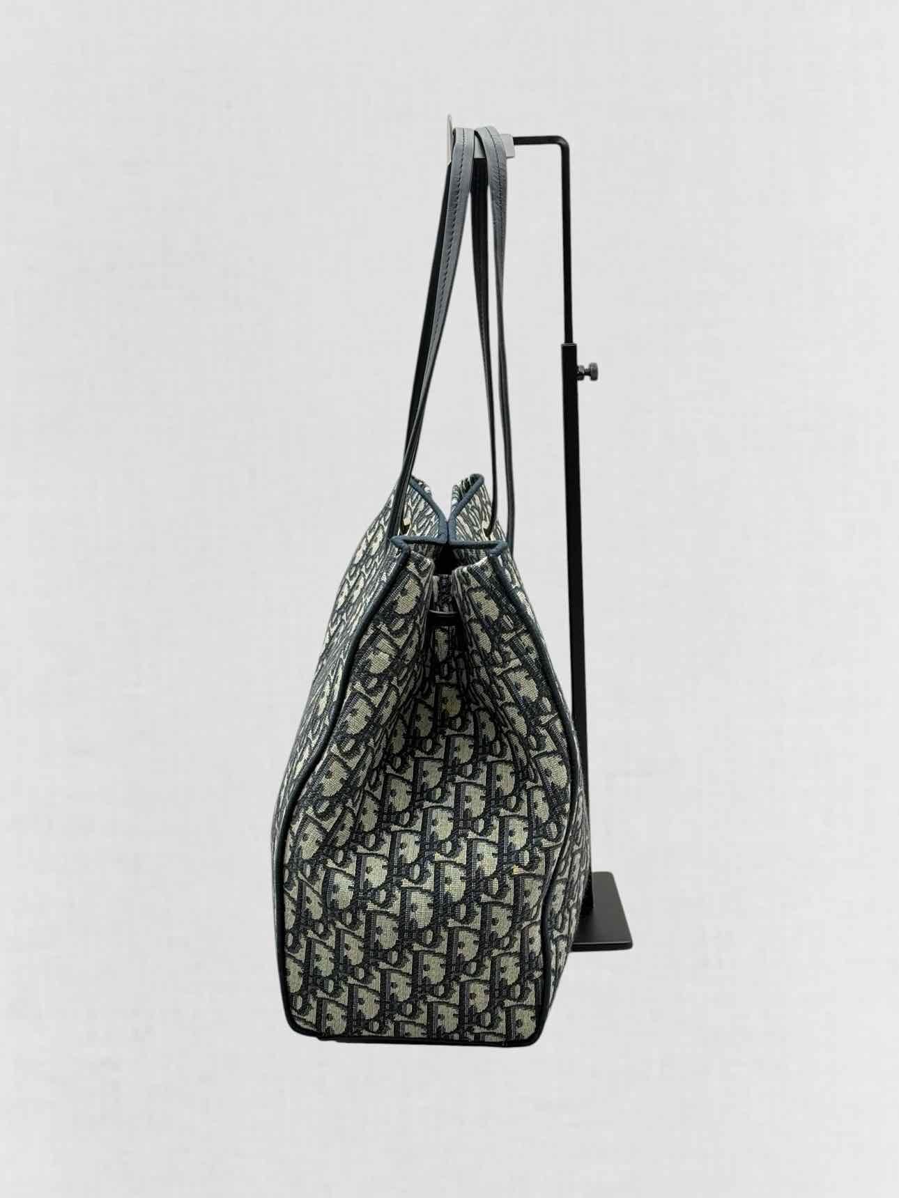 DIOR Promenade Blue & Beige Oblique Jacquard Tote Bag