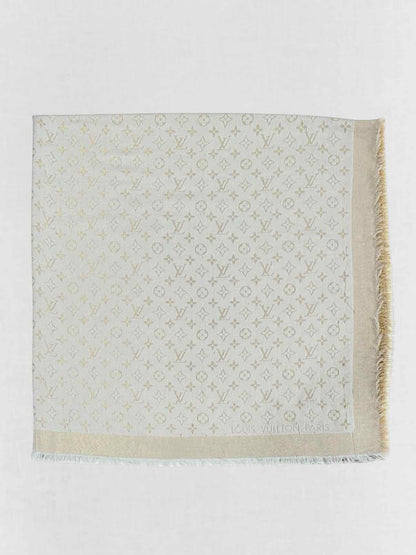 LOUIS VUITTON Grey & Gold Shawl