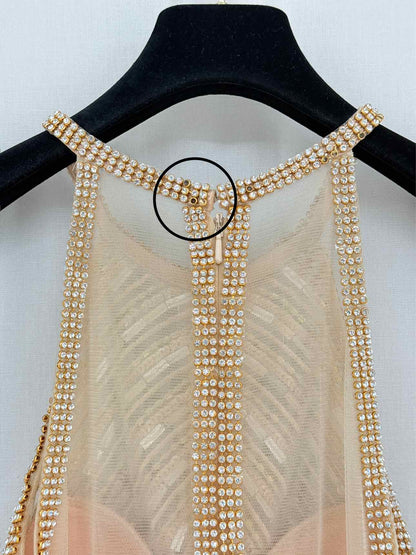 FOREVER UNIQUE Beige & Gold Size US 4 Long Dress