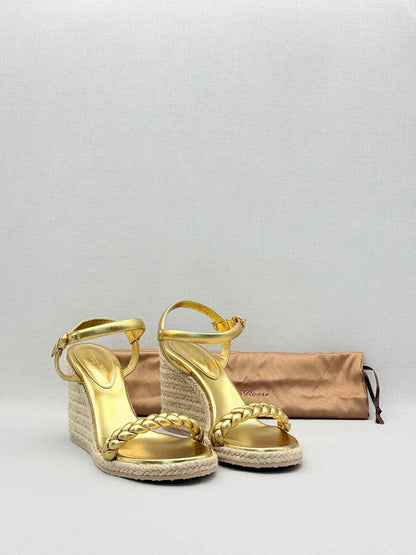 GIANVITO ROSSI Metallic Gold Braided Size EU 41 Wedges