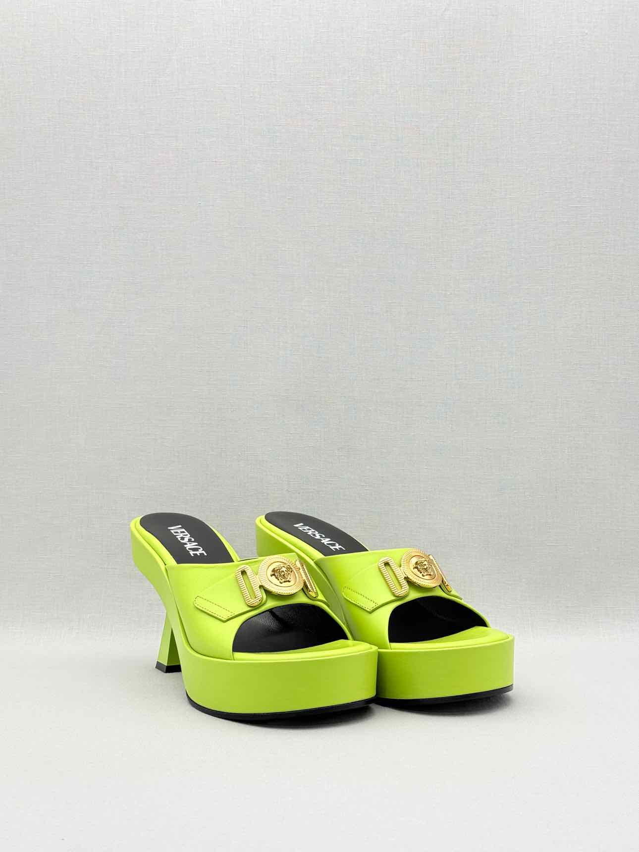 VERSACE Medusa Biggie Neon Green Size EU 38 Mules