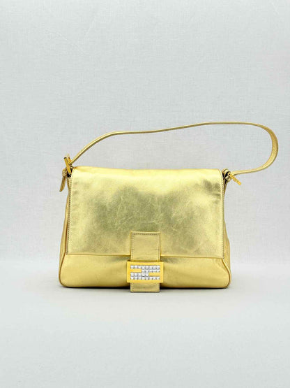 FENDI Mamma Baguette Gold Shoulder Bag