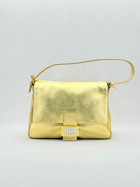 FENDI Mamma Baguette Gold Shoulder Bag