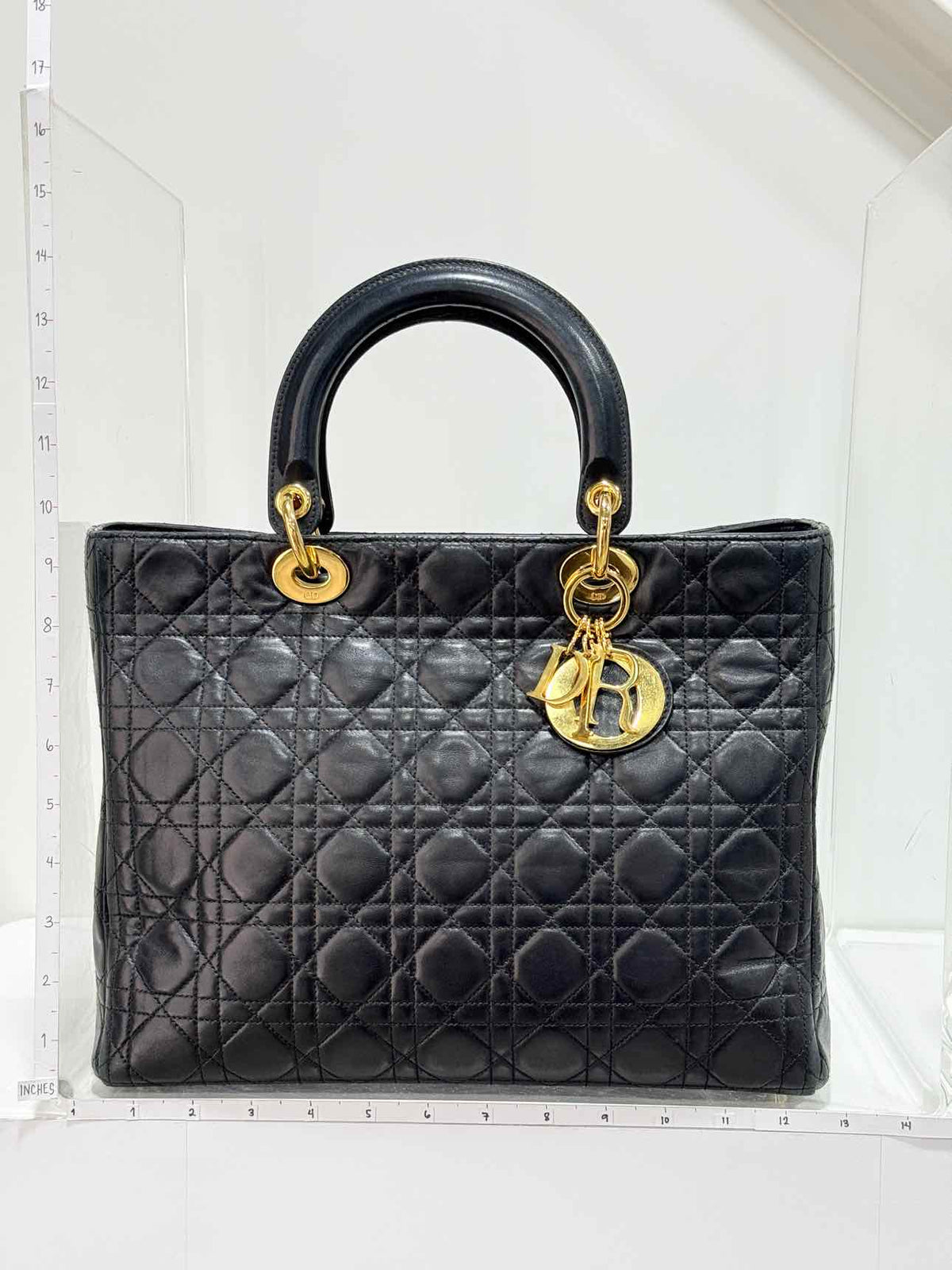 CHRISTIAN DIOR Lady Dior Black Cannage Top Handle