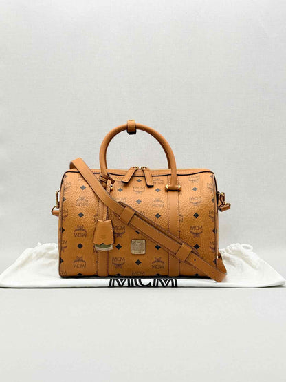 MCM Boston Brown Monogram Top Handle