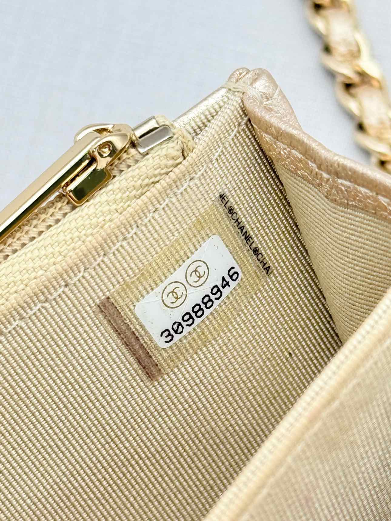 CHANEL Wallet on Chain Metallic Gold Quilted Crossbody