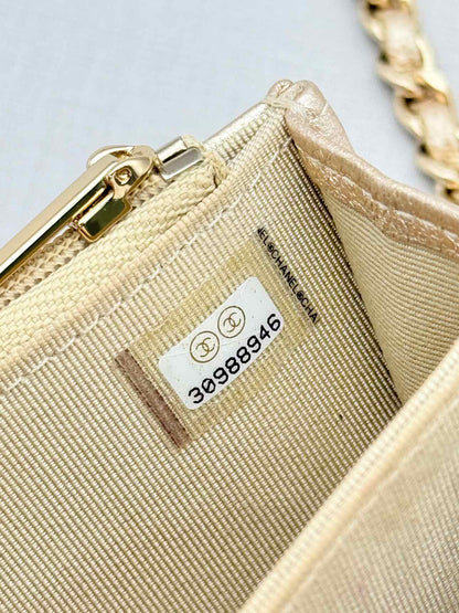 CHANEL Wallet on Chain Metallic Gold Quilted Crossbody