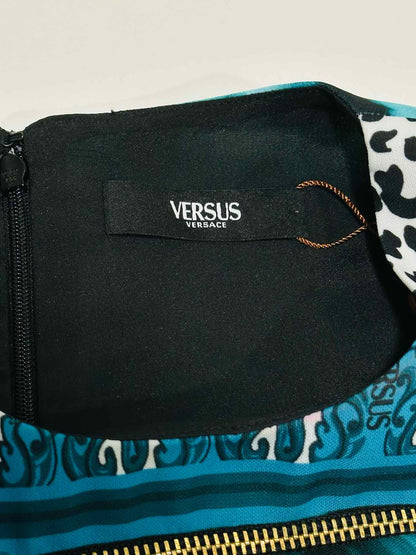 VERSUS VERSACE Zip Detail Leopard Size US 8 Short Dress