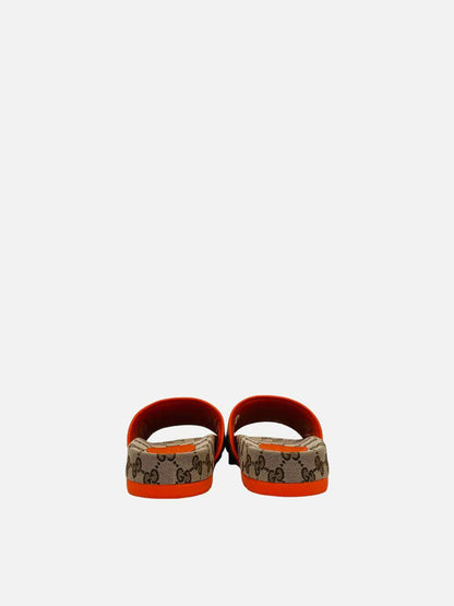 GUCCI GG Supreme Brown w/ Orange Size EU 41 Slides