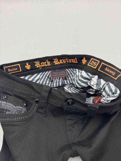 ROCK REVIVAL Raanan Skinny Black Size 25 Jeans