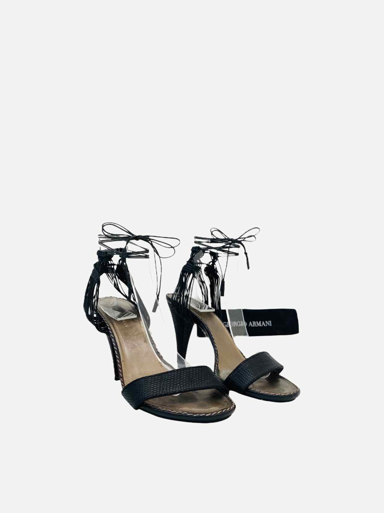 GIORGIO ARMANI Karung Black Heeled Sandals 37