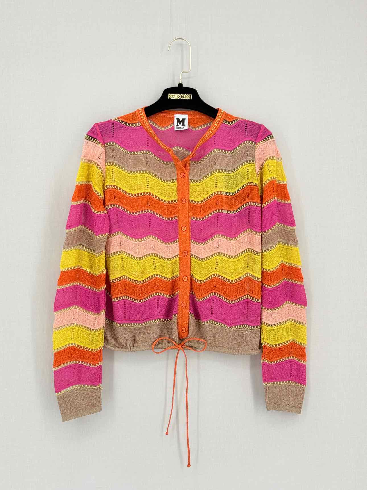 M MISSONI Pink Multicolor Chevron Size US 4 Cardigan