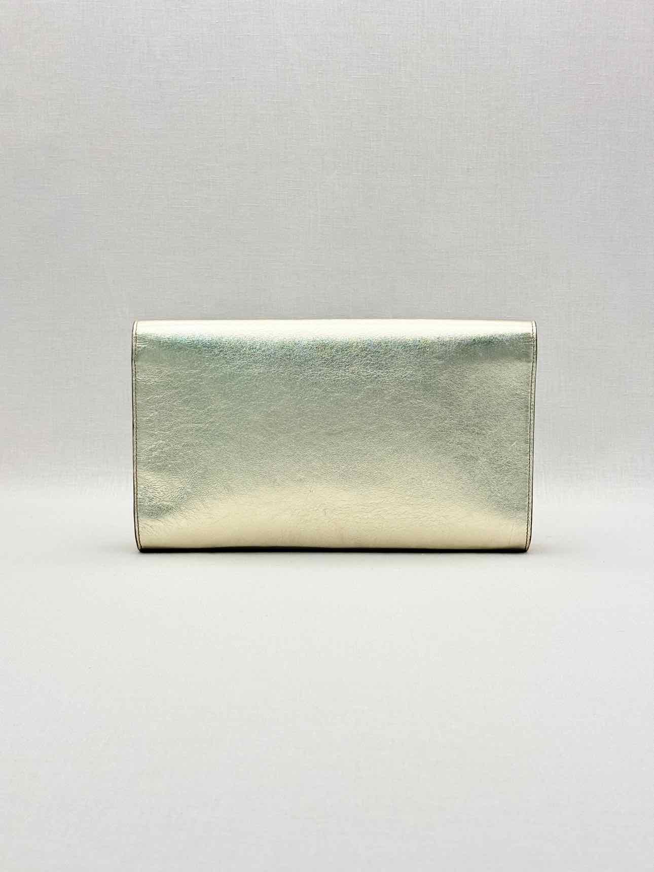 YVES SAINT LAURENT Belle De Jour Metallic Gold Clutch