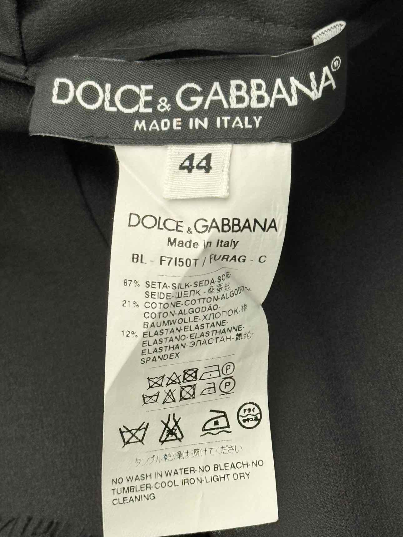 DOLCE & GABBANA Black Floral Trim Size US 8 Blouse