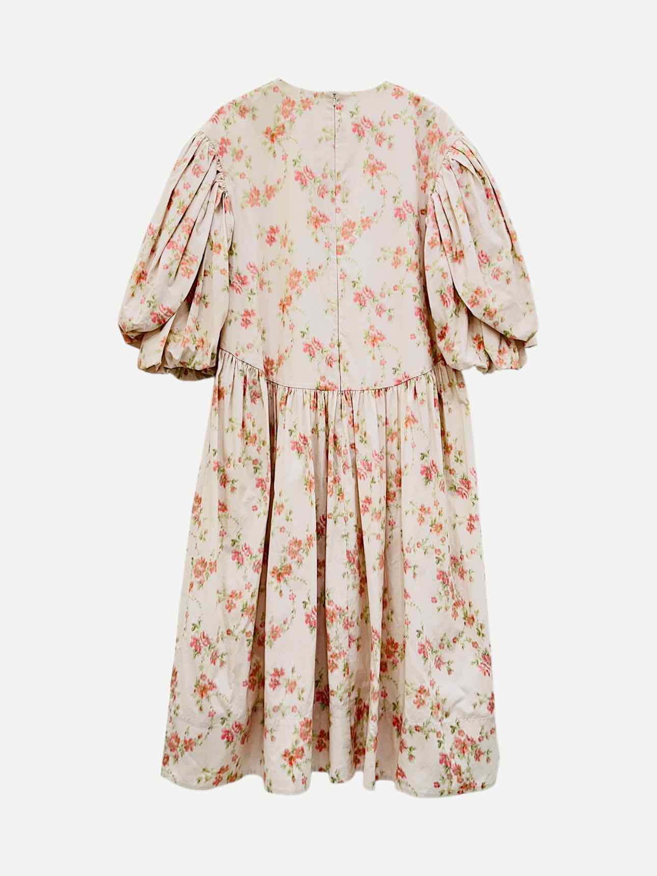 SIMONE ROCHA Maxi Beige Multicolor Floral Midi Dress