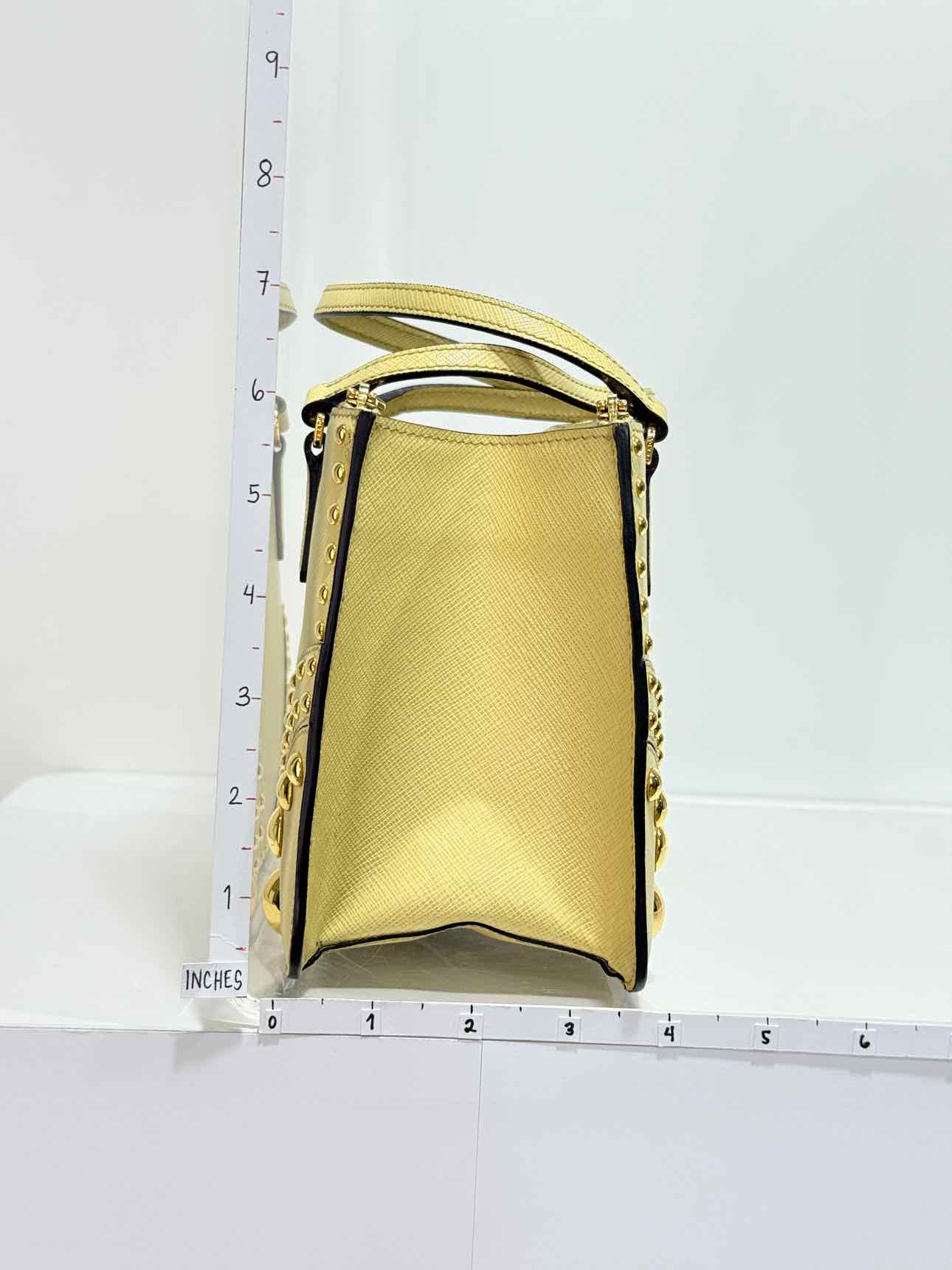 PRADA Double Zip Yellow Tote Bag