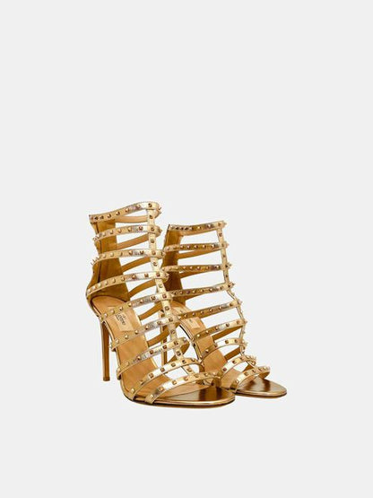 VALENTINO Rockstud Metallic Gold Heeled Sandals