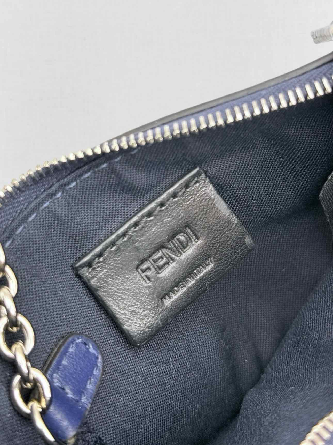 FENDI Vitello Liberty Blue Coin Wallet