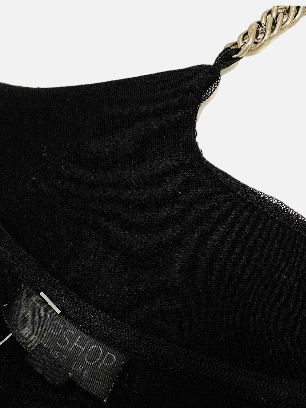 TOPSHOP Chain Curve Black Mini Bodycon Dress
