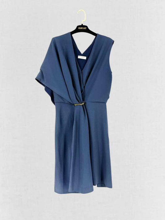 BALENCIAGA Draped Blue Size US 8 Knee Length Dress