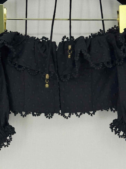 ZIMMERMANN Alia Black Ruffled Size US 0 Outfit Set