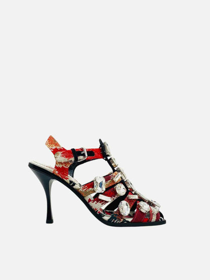 DSQUARED2 Red Multicolor Size EU 38 Heeled Sandals