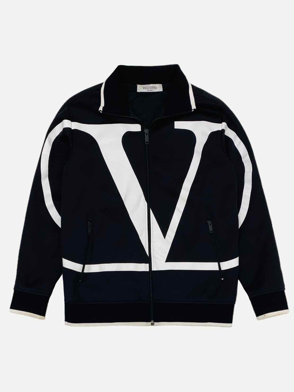 VALENTINO Black w/ White Size XSmall Tracksuit Top