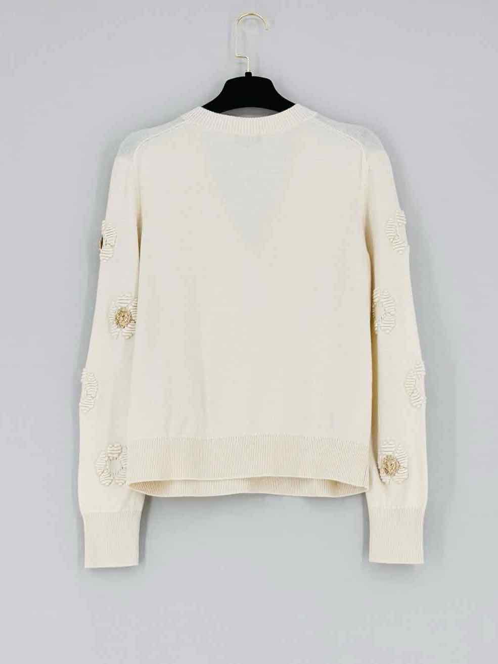CHANEL Lion Embellieshed Cream Size US 6 Jumper