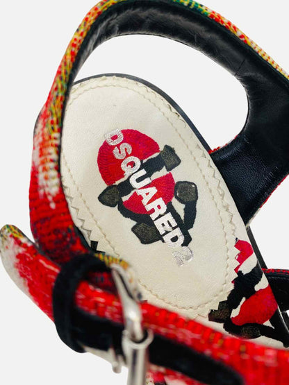 DSQUARED2 Red Multicolor Size EU 38 Heeled Sandals