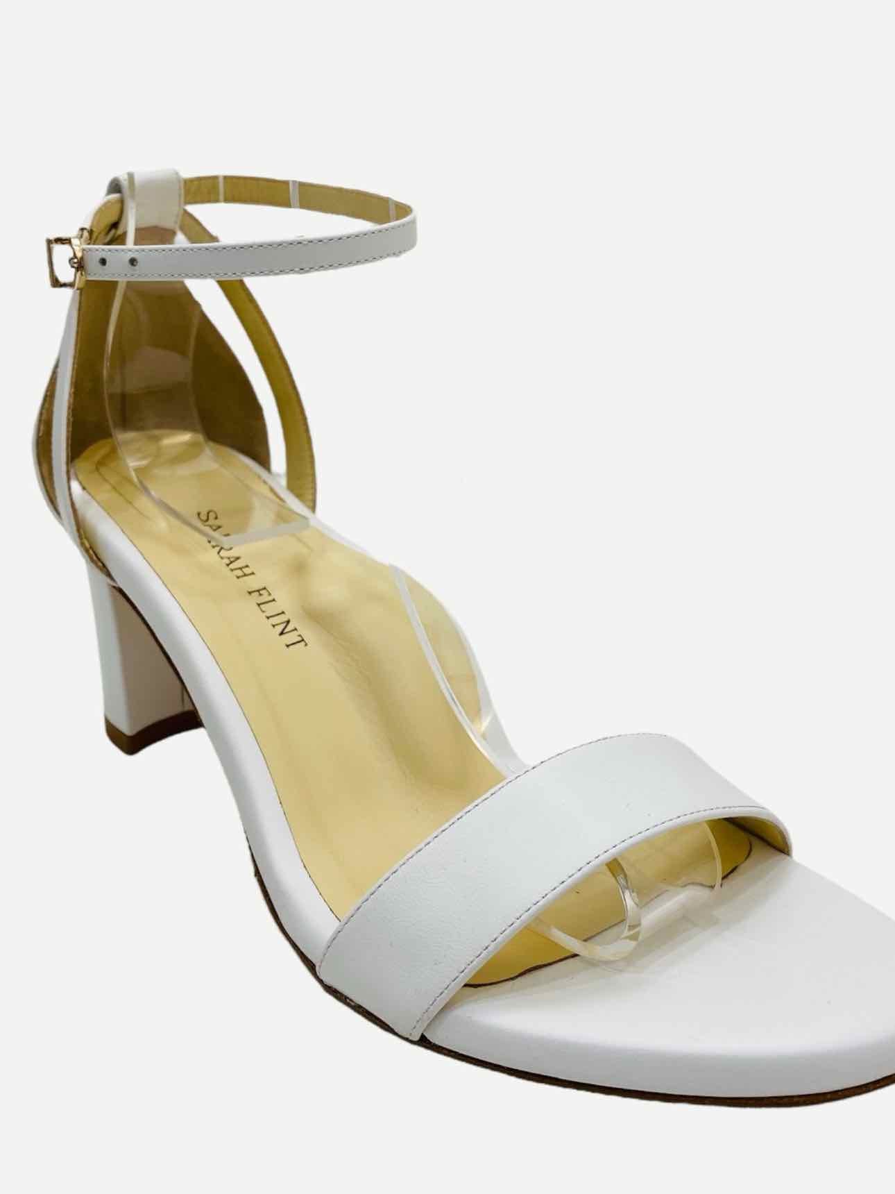 SARAH FLINT Ankle Strap White Heeled Sandals